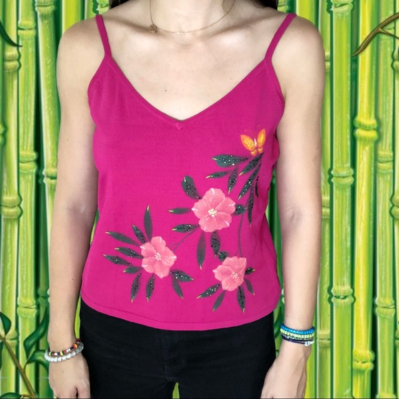 NWT Spicy Pink flower Tank (L) - Picture 2 of 4